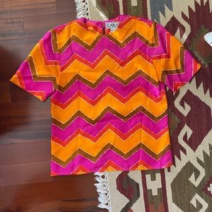 Carlisle orange and pink silk top size 4